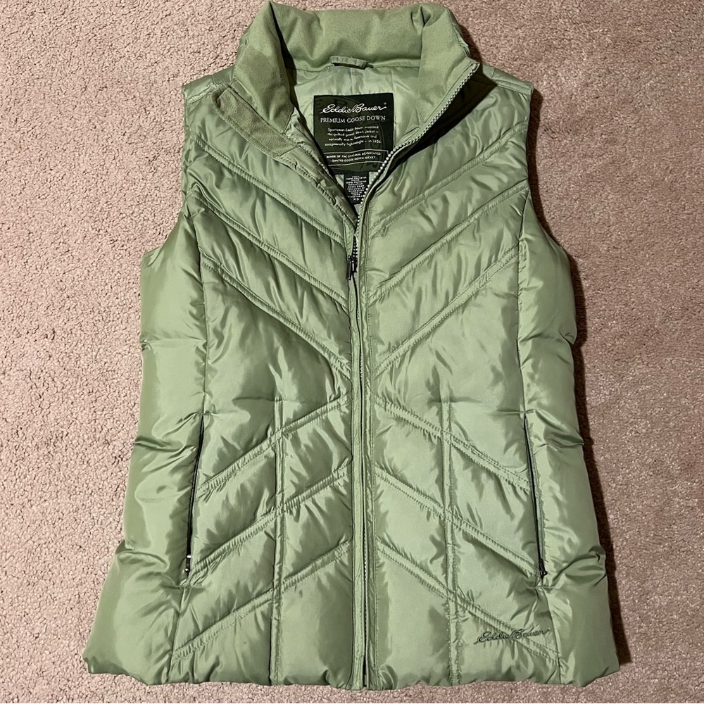 Light Green Goose Down Eddie Bauer Puffer Vest
